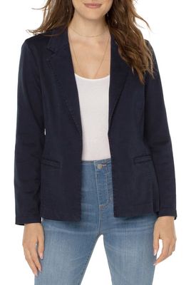 Liverpool Los Angeles Fitted Open Front Twill Blazer in Federal Navy