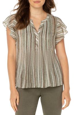 Liverpool Los Angeles Flutter Sleeve Blouse in A/O Pntd Strp P