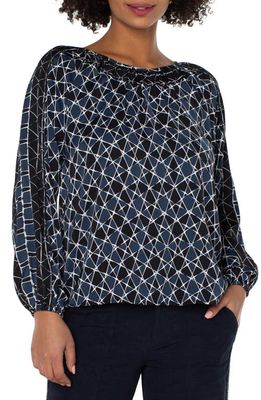 Liverpool Los Angeles Geometric Pattern Pleated Pullover Shirt in Stargazing Tw P