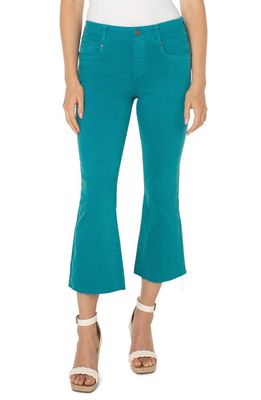 Liverpool Los Angeles Gia Glider Pull-On Raw Hem Crop Flare Pants in Lake Blue