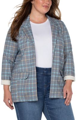 Liverpool Los Angeles Glen Plaid Boyfriend Blazer in Royal Nvy