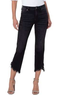 Liverpool Los Angeles Hannah Asymmetric Frayed Ankle Flare Jeans in Corinth