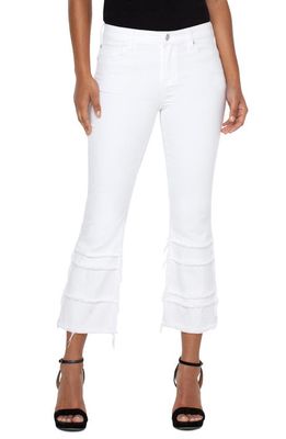 Liverpool Los Angeles Hannah Tiered Frayed Crop Flare Jeans in Bright White