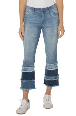 Liverpool Los Angeles Hannah Tiered Frayed Crop Flare Jeans in Pasadena