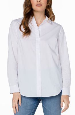 Liverpool Los Angeles Hidden Placket Button-Up Shirt in White
