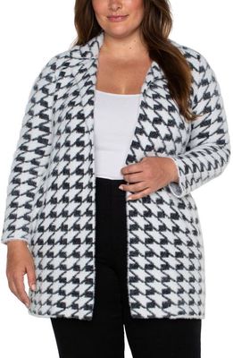 Liverpool Los Angeles Houndstooth Open Front Sweater Coat in Black/White Houndstooth