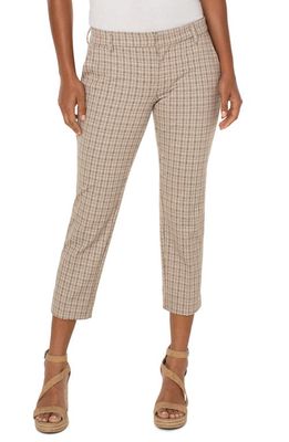 Liverpool Los Angeles Kelsey Plaid Slit Hem Crop Knit Trousers in Cappuccino