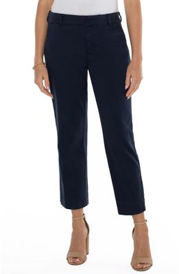 Liverpool Los Angeles Kelsey Slit Hem Crop Stretch Twill Trousers in Federal Navy