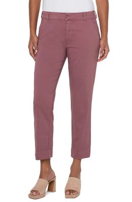 Liverpool Los Angeles Kelsey Slit Hem Crop Stretch Twill Trousers in Victorian Mauve