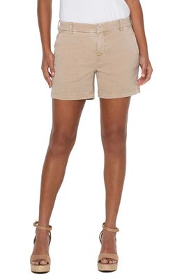 Liverpool Los Angeles Kelsey Stretch Twill Trouser Shorts in Biscuit Tan