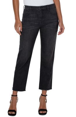 Liverpool Los Angeles Kennedy Ripped Fray Hem Crop Straight Leg Jeans in Crystalline