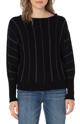 Liverpool Los Angeles Links Stitch Batwing Sleeve Sweater in Black