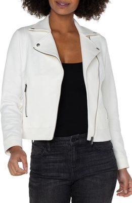 Liverpool Los Angeles Living in Yellow Faux Suede Moto Jacket in White Frost
