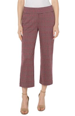 Liverpool Los Angeles Mabel Pull-On Crop Straight Leg Pants in Mulberry Multi Houndstooth