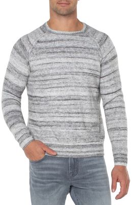 Liverpool Los Angeles Marled Stripe Raglan Sleeve Sweater in Grey Marble Stripe