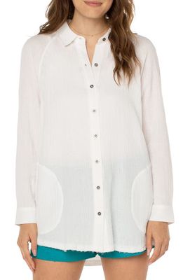 Liverpool Los Angeles Oversize Cotton Shirt Jacket in White