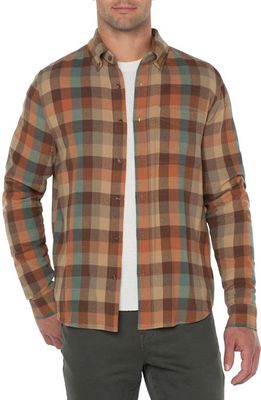 Liverpool Los Angeles Plaid Button-Down Shirt in Teal/Rust Multi