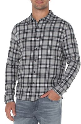 Liverpool Los Angeles Plaid Cotton Button-Up Shirt in Grey/Brown/Black
