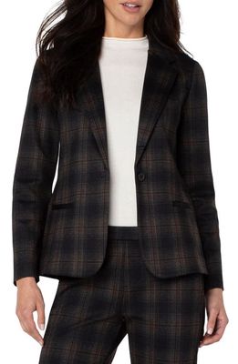 Liverpool Los Angeles Plaid Fitted Blazer in Coffee Bean