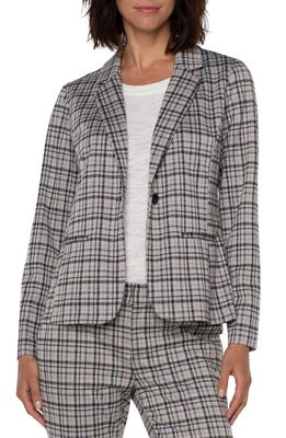 Liverpool Los Angeles Plaid Fitted Open Front Knit Blazer in Cashew W/Black Tart