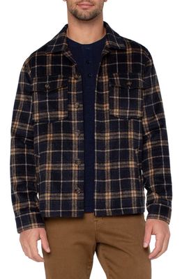 Liverpool Los Angeles Plaid Shirt Jacket in Navy/Camel Pl