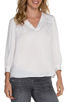 Liverpool Los Angeles Popover Satin Top in Ivory