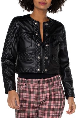 Liverpool Los Angeles Quilted Detail Faux Leather Jacket in Black