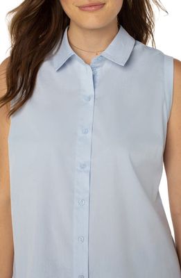Liverpool Los Angeles Sleeveless Poplin Button-Up Shirt in Sky Blue