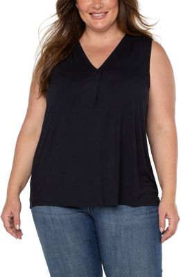 Liverpool Los Angeles Sleeveless V-Neck Stretch Modal Knit Top in Black