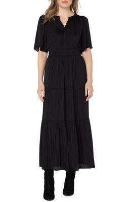 Liverpool Los Angeles Smocked Waist Woven Maxi Dress in Black