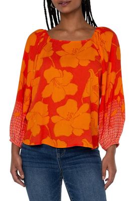 Liverpool Los Angeles Square Neck Long Sleeve Top in Floral Ombre