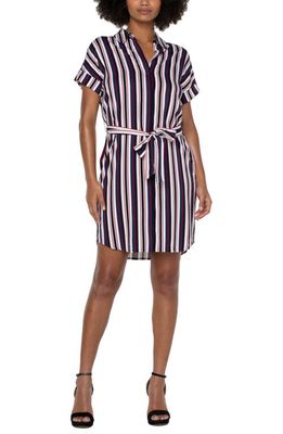 Liverpool Los Angeles Stripe Belted Shirtdress in Navy/Llp Red Bld S