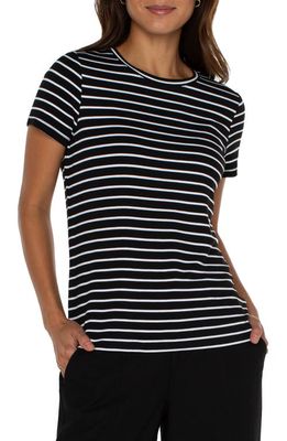 Liverpool Los Angeles Stripe French Terry T-Shirt in Black/White Stripe