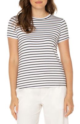 Liverpool Los Angeles Stripe French Terry T-Shirt in White W/Black Stripe