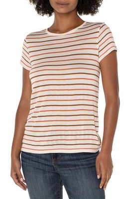 Liverpool Los Angeles Stripe Slim Fit T-Shirt in Orange/Ivory Multi Color