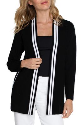 Liverpool Los Angeles Tipped Open Front Cardigan in Black Wht Cntrst