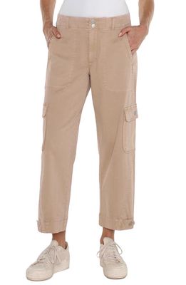 Liverpool Los Angeles Utility Stretch Twill Crop Cargo Pants in Biscuit Tan