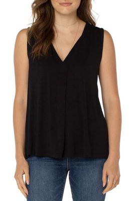 Liverpool Los Angeles V-Neck Sleeveless Knit Top in Black