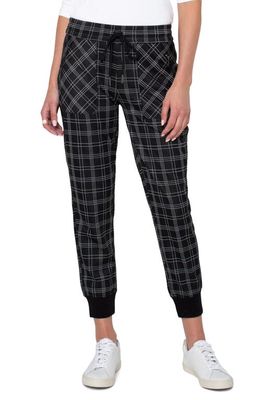 Liverpool Los Angeles Zip Pocket Rib Cuff Joggers in Bk/Wh Graph Pl