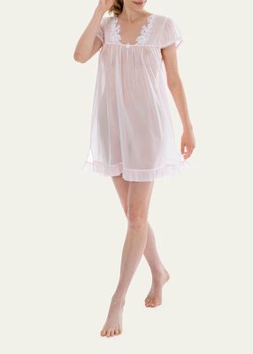 Liza Ruched Lace-Trim Nightgown