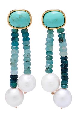 Lizzie Fortunato Alvar Beaded Drop Earrings in Turquoise