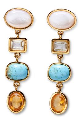 Lizzie Fortunato Auruora Linear Drop Earrings in Gold/Multi