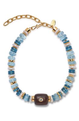 Lizzie Fortunato Blue Moon Beaded Collar Necklace in Blue Multi