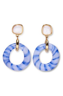 Lizzie Fortunato Madeira Mother-of-Pearl Glass Drop Earrings in Blue