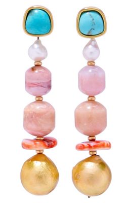 Lizzie Fortunato Navya Linear Drop Earrings in Pink Multi