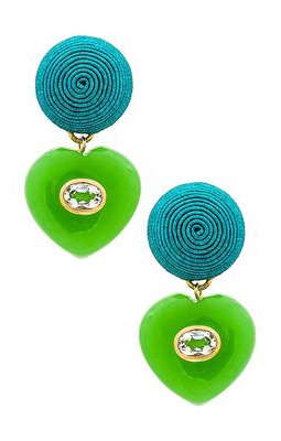 Lizzie Fortunato Peniche Heart Earrings in Turquoise.
