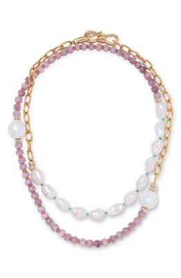 Lizzie Fortunato Porto Covo Freshwater Pearl Wrap Necklace in Pink/Multi