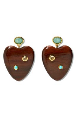 Lizzie Fortunato Tamarind Heart Drop Earrings in Multi