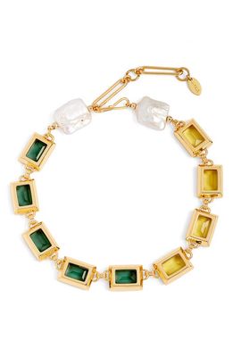 Lizzie Fortunato Vert Imitation Pearl Collar Necklace in Green