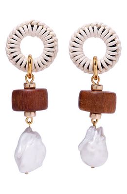 Lizzie Fortunato Woven Saddle Drop Earrings in White Multi